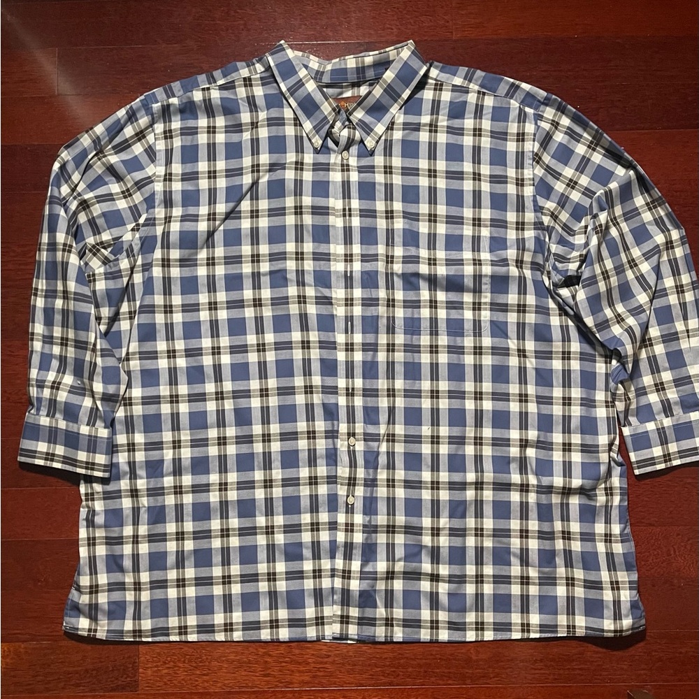 Oak Hill Big and Tall Blue Plaid long sleeve dress shirt 4X